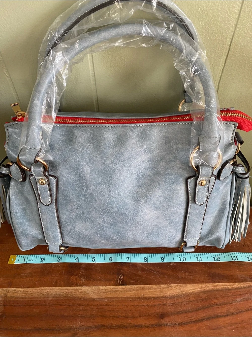 Satchel Handbag with Red Zip NWOT - Picture 10 of 12
